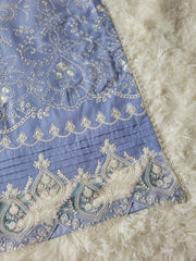 Noor by Saadia Asad Azure Bloom Embroidered Lawn Suit with Printed Chiffon Dupatta