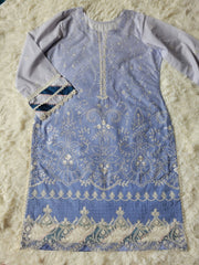 Noor by Saadia Asad Azure Bloom Embroidered Lawn Suit with Printed Chiffon Dupatta