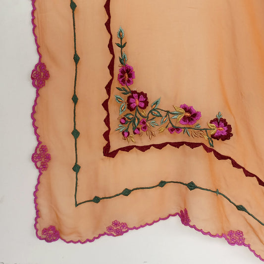 Radiant Sunset Bloom Embroidered Dupatta