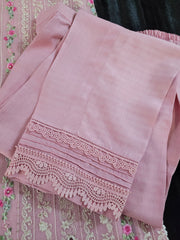 Agha Noor Rose Whisper: Embroidered Chiffon Ensemble with Viscose Trouser