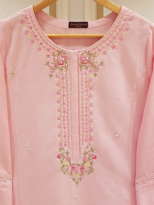 Agha Noor Rose Petal Pink Jacquard Shirt
