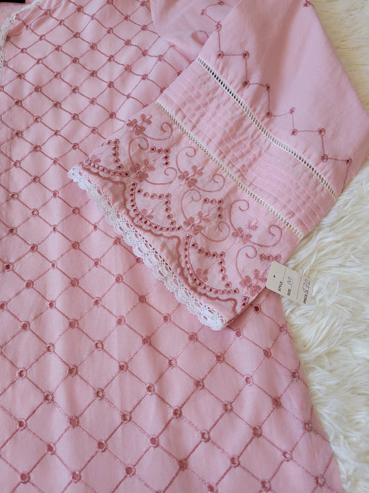 Agha Noor Rose Pink Chikankari Shirt