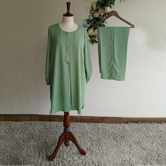 Mint Whisper: Georgette Shirt with Relaxed Pants