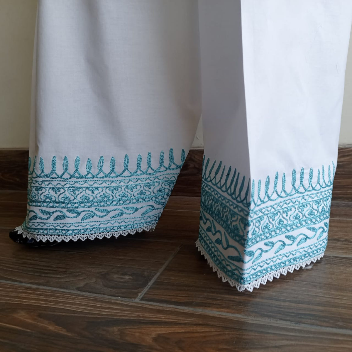 Turquoise Aari Embroidered Shalwar