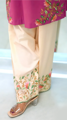 Fuchsia Floral Grace: Embroidered Cotton Ensemble