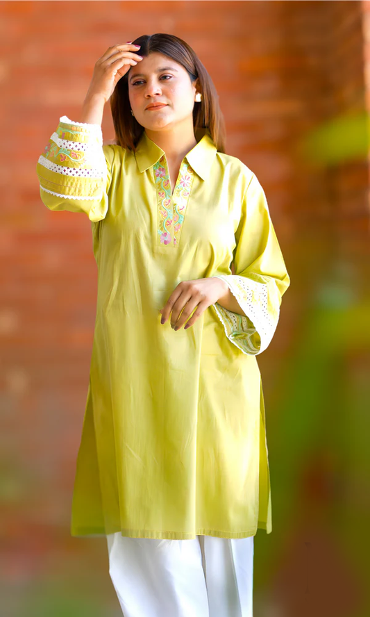 Citrus Bloom Embroidered Cotton Set