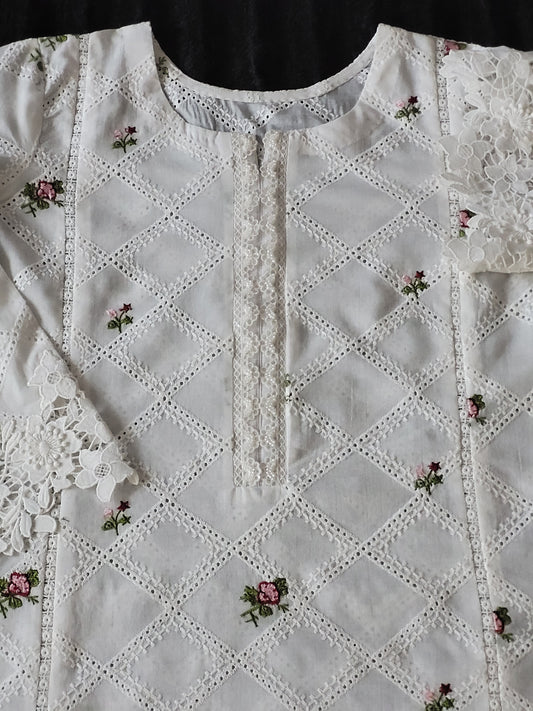 Pristine White Chikankari Lawn Suit with Chiffon Dupatta