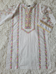 Agha Noor White Multi-Embroidered lawn Suit with Ombre Dupatta