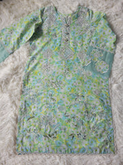 Zaha Aqua Oasis Chikankari Lawn Suit with Embroidered Cotton Trouser & Chikankari Dupatta