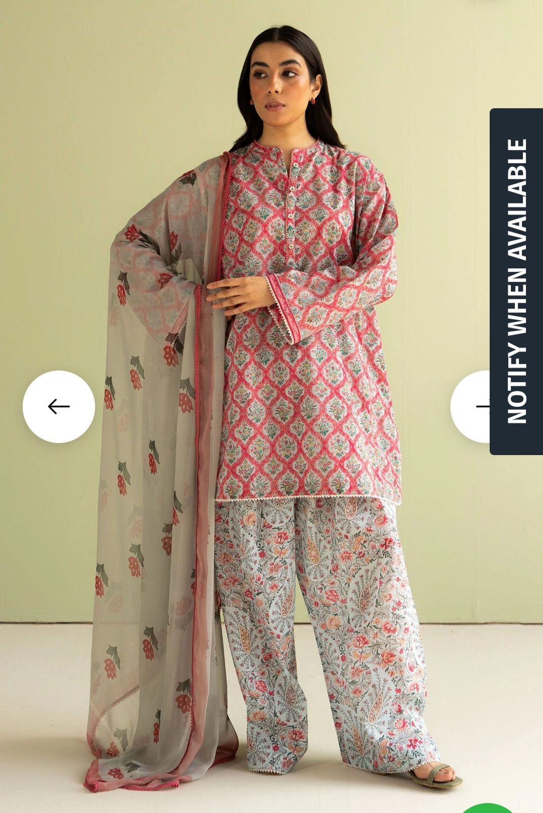 Zara Shahjahan Rosy Petals: Printed Suit with Complementary Patterns