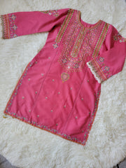 Zara Shahjahan Coral Bloom: Embroidered Suit with Yellow Dupatta
