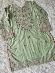 Zara Floral Green Printed Lawn Suit with Chiffon Dupatta