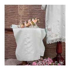 Neelofer Ice Blue Radiance: Embellished Cotton Net Dress